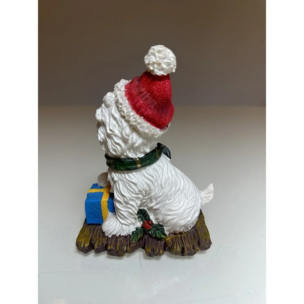 VTG Set Of 3 Christmas Dog Santa Hat Figurines Holiday Decor 5